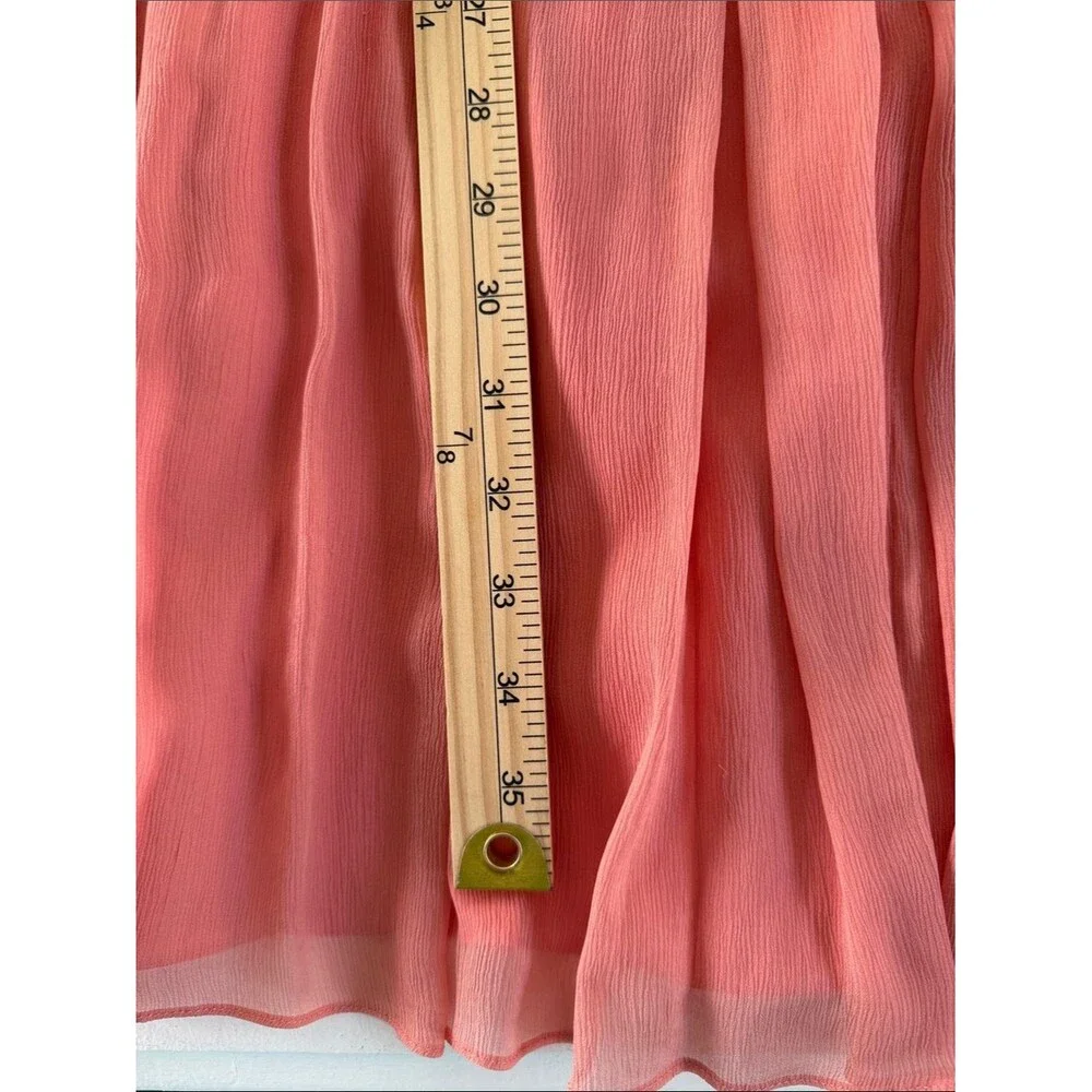 J. Crew Coral Pumpkin Silk Chiffon Dress with Ruched Bodice Size 4 Party Wedding